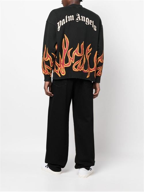 Graffiti Flame Sweatshirt PALM ANGELS | PMBA065F22FLE0051025